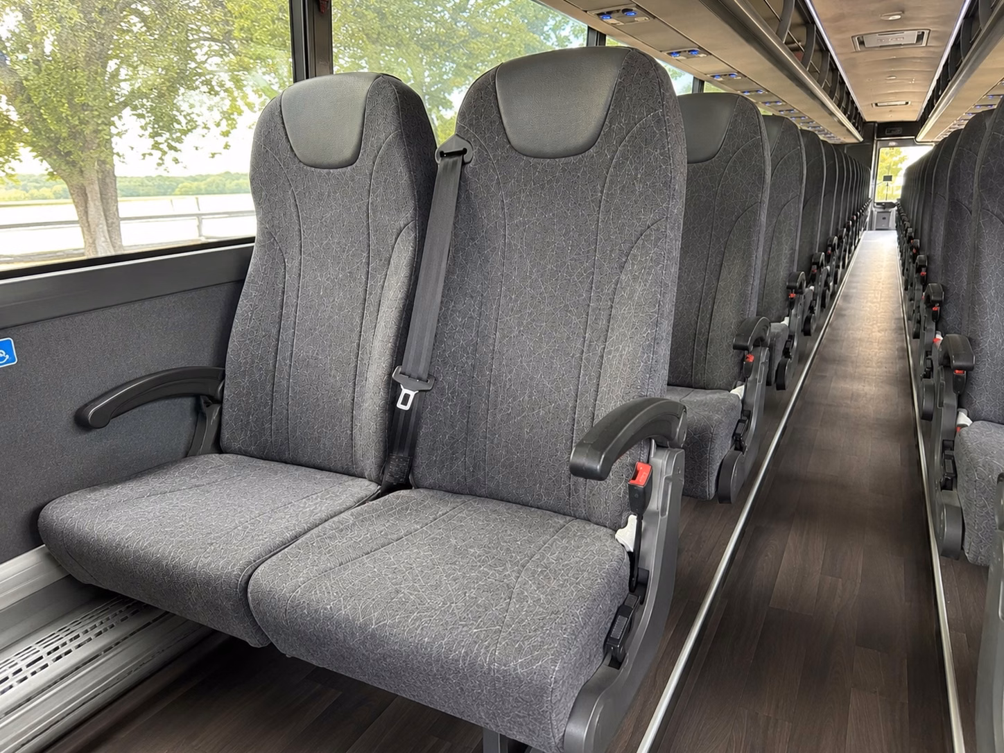 redding charter bus rental interior